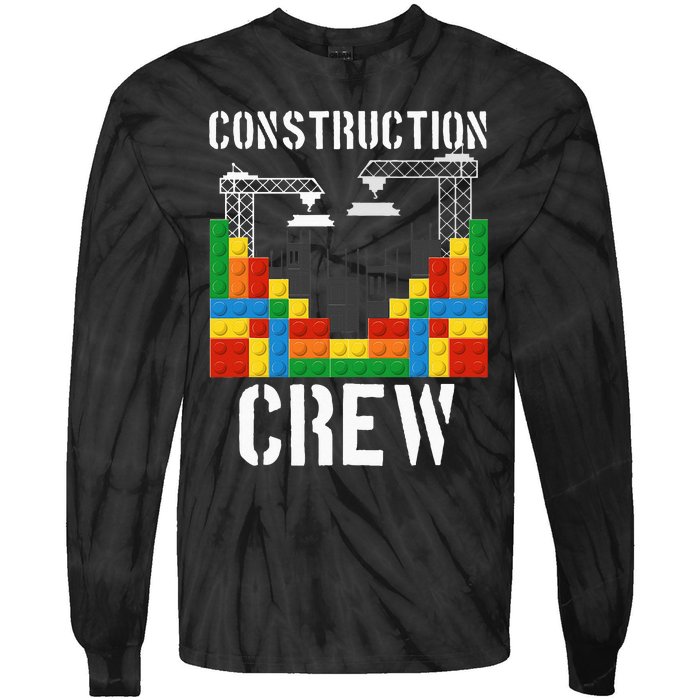 Construction Crew Master Builder Bricklayer Building Blocks Tie-Dye Long Sleeve Shirt