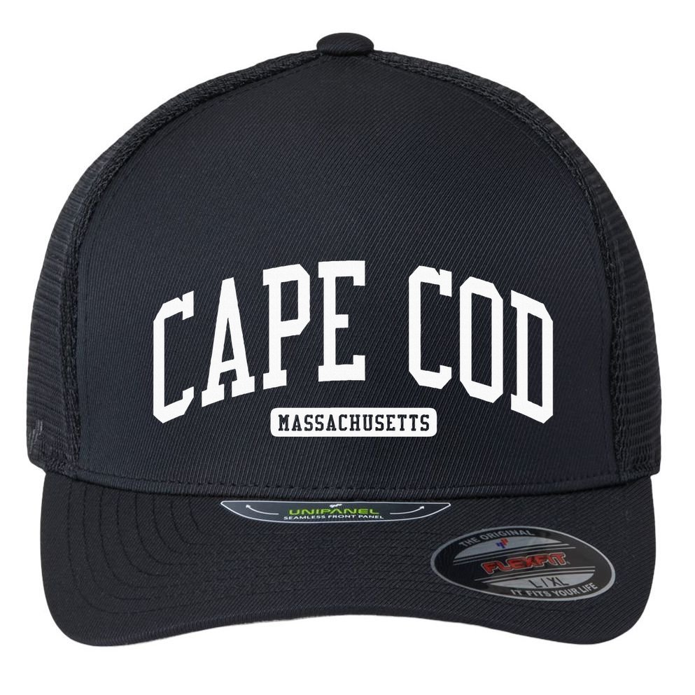 Cape Cod Massachusetts Ma College University Style Flexfit Unipanel Trucker Cap