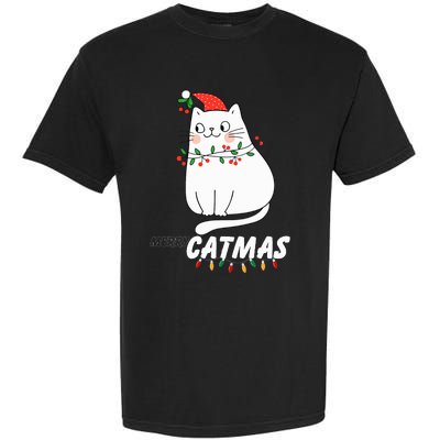 Cute Cat Merry Catmas Christmas Cat Lovers Santa Pajama Garment-Dyed Heavyweight T-Shirt