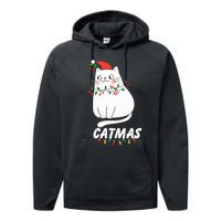 Cute Cat Merry Catmas Christmas Cat Lovers Santa Pajama Performance Fleece Hoodie