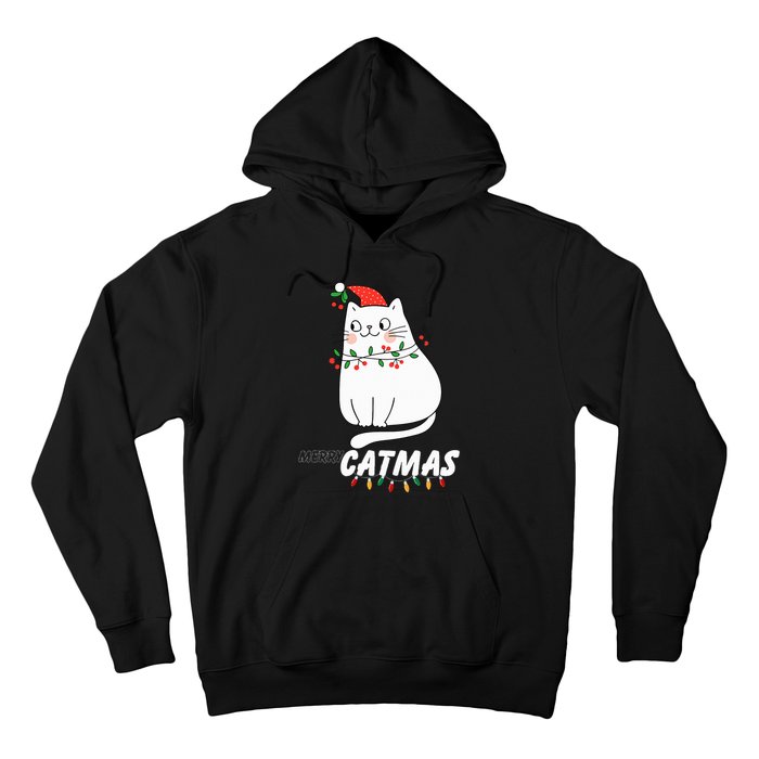 Cute Cat Merry Catmas Christmas Cat Lovers Santa Pajama Hoodie