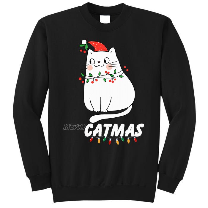 Cute Cat Merry Catmas Christmas Cat Lovers Santa Pajama Sweatshirt