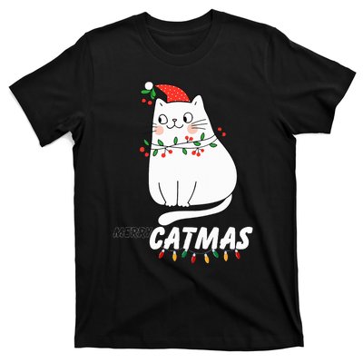 Cute Cat Merry Catmas Christmas Cat Lovers Santa Pajama T-Shirt