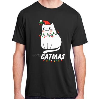 Cute Cat Merry Catmas Christmas Cat Lovers Santa Pajama Adult ChromaSoft Performance T-Shirt