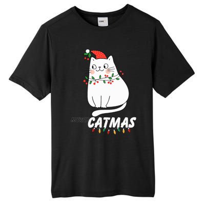 Cute Cat Merry Catmas Christmas Cat Lovers Santa Pajama Tall Fusion ChromaSoft Performance T-Shirt