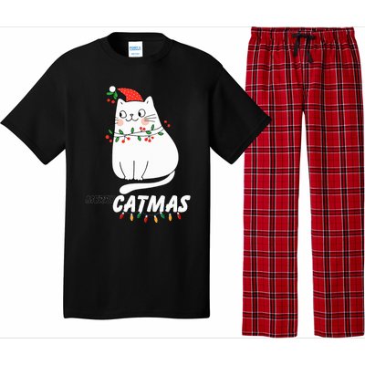 Cute Cat Merry Catmas Christmas Cat Lovers Santa Pajama Pajama Set