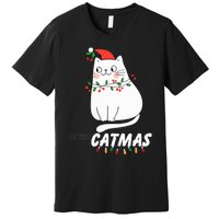 Cute Cat Merry Catmas Christmas Cat Lovers Santa Pajama Premium T-Shirt