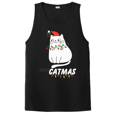 Cute Cat Merry Catmas Christmas Cat Lovers Santa Pajama PosiCharge Competitor Tank