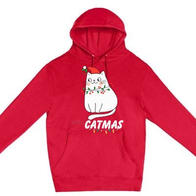 Cute Cat Merry Catmas Christmas Cat Lovers Santa Pajama Premium Pullover Hoodie