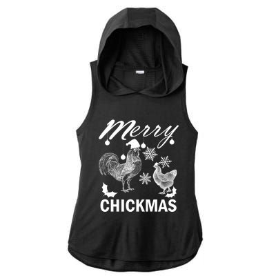 Chicken Christmas Merry Chickmas Santa Claus Hat Funny Xmas Gift Ladies PosiCharge Tri-Blend Wicking Draft Hoodie Tank