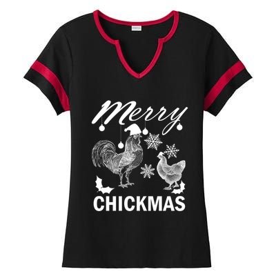 Chicken Christmas Merry Chickmas Santa Claus Hat Funny Xmas Gift Ladies Halftime Notch Neck Tee