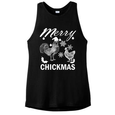 Chicken Christmas Merry Chickmas Santa Claus Hat Funny Xmas Gift Ladies PosiCharge Tri-Blend Wicking Tank