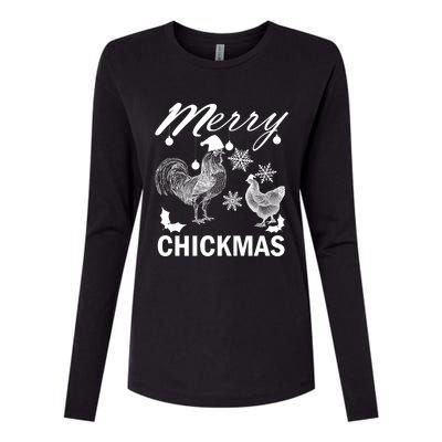 Chicken Christmas Merry Chickmas Santa Claus Hat Funny Xmas Gift Womens Cotton Relaxed Long Sleeve T-Shirt