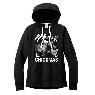 Chicken Christmas Merry Chickmas Santa Claus Hat Funny Xmas Gift Women's Fleece Hoodie