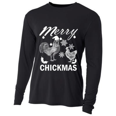 Chicken Christmas Merry Chickmas Santa Claus Hat Funny Xmas Gift Cooling Performance Long Sleeve Crew