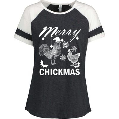 Chicken Christmas Merry Chickmas Santa Claus Hat Funny Xmas Gift Enza Ladies Jersey Colorblock Tee