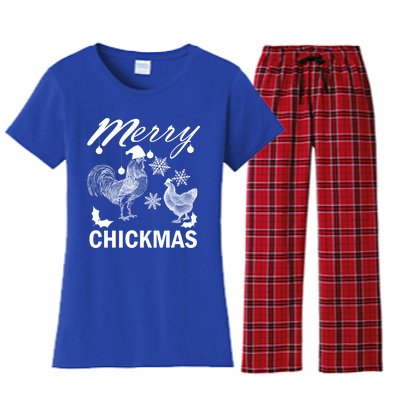 Chicken Christmas Merry Chickmas Santa Claus Hat Funny Xmas Gift Women's Flannel Pajama Set