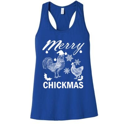 Chicken Christmas Merry Chickmas Santa Claus Hat Funny Xmas Gift Women's Racerback Tank