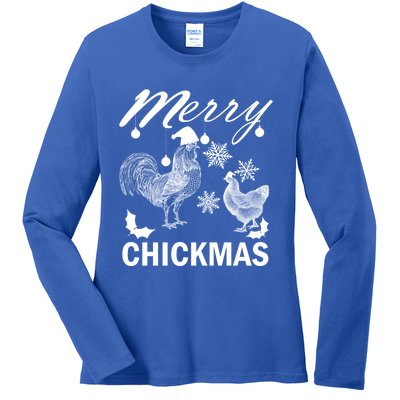 Chicken Christmas Merry Chickmas Santa Claus Hat Funny Xmas Gift Ladies Long Sleeve Shirt