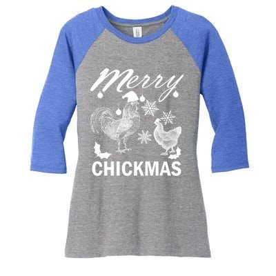 Chicken Christmas Merry Chickmas Santa Claus Hat Funny Xmas Gift Women's Tri-Blend 3/4-Sleeve Raglan Shirt