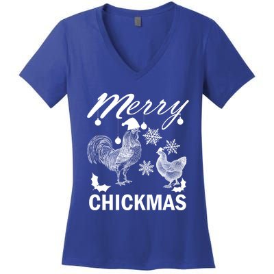 Chicken Christmas Merry Chickmas Santa Claus Hat Funny Xmas Gift Women's V-Neck T-Shirt