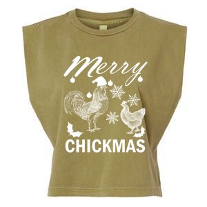 Chicken Christmas Merry Chickmas Santa Claus Hat Funny Xmas Gift Garment-Dyed Women's Muscle Tee