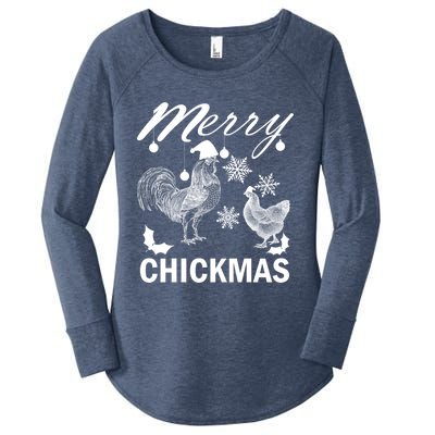 Chicken Christmas Merry Chickmas Santa Claus Hat Funny Xmas Gift Women's Perfect Tri Tunic Long Sleeve Shirt