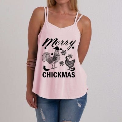 Chicken Christmas Merry Chickmas Santa Claus Hat Funny Xmas Gift Women's Strappy Tank