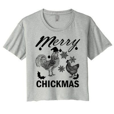 Chicken Christmas Merry Chickmas Santa Claus Hat Funny Xmas Gift Women's Crop Top Tee