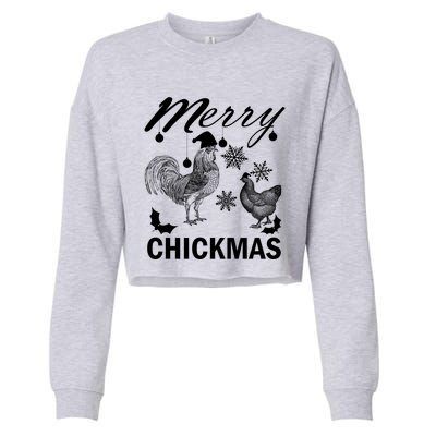 Chicken Christmas Merry Chickmas Santa Claus Hat Funny Xmas Gift Cropped Pullover Crew