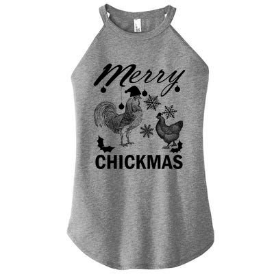 Chicken Christmas Merry Chickmas Santa Claus Hat Funny Xmas Gift Women's Perfect Tri Rocker Tank