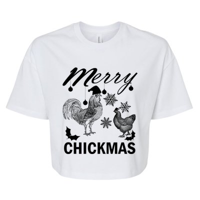 Chicken Christmas Merry Chickmas Santa Claus Hat Funny Xmas Gift Bella+Canvas Jersey Crop Tee