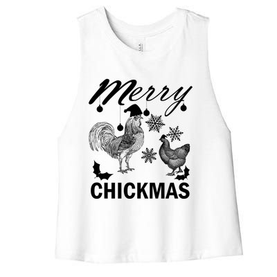 Chicken Christmas Merry Chickmas Santa Claus Hat Funny Xmas Gift Women's Racerback Cropped Tank