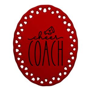 Cheer Coach Megaphone Game Day Cheerleader Cheerleading Ceramic Oval Ornament