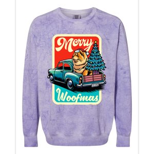 Chow Chow Merry Christmas Tree Truck Dog Xmas Woofmas Colorblast Crewneck Sweatshirt