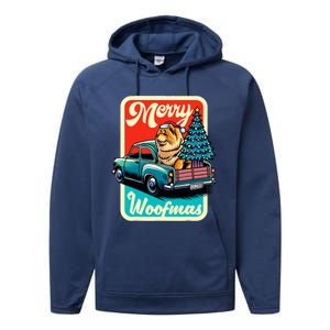 Chow Chow Merry Christmas Tree Truck Dog Xmas Woofmas Performance Fleece Hoodie