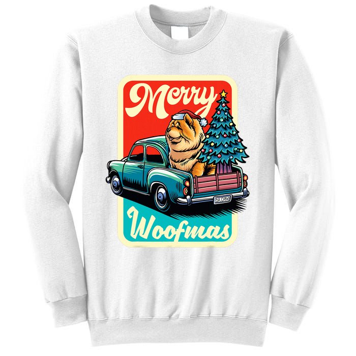 Chow Chow Merry Christmas Tree Truck Dog Xmas Woofmas Sweatshirt