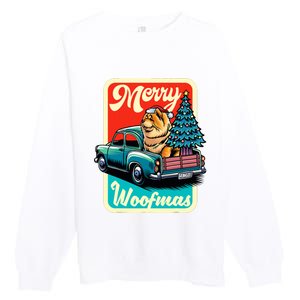 Chow Chow Merry Christmas Tree Truck Dog Xmas Woofmas Premium Crewneck Sweatshirt