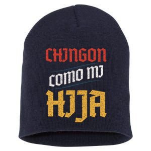 Chingon Con Mi Hija Dia Del Padre Awesome Like My Daughter Short Acrylic Beanie