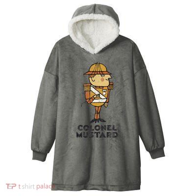Clue Colonel Mustard Retro Poster Hooded Wearable Blanket
