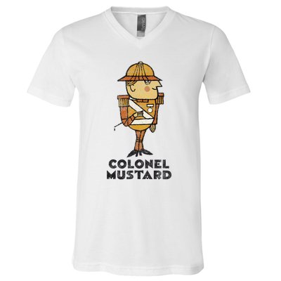 Clue Colonel Mustard Retro Poster V-Neck T-Shirt