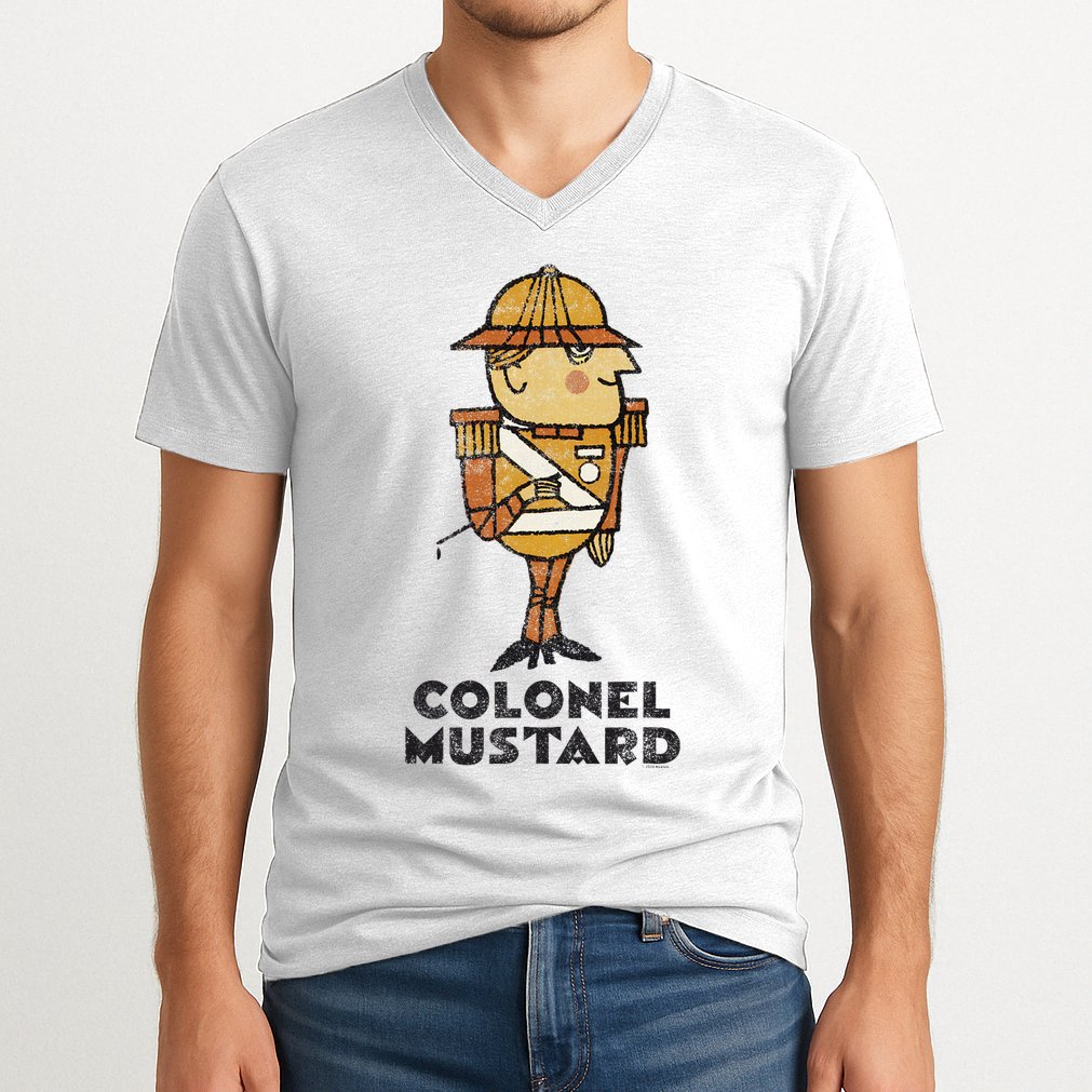 Clue Colonel Mustard Retro Poster V-Neck T-Shirt