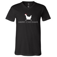 Christmas Chicken Merry Chickmas Hen Santa Hat Gift V-Neck T-Shirt