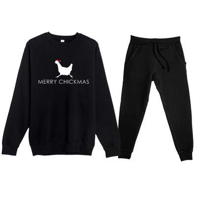 Christmas Chicken Merry Chickmas Hen Santa Hat Gift Premium Crewneck Sweatsuit Set