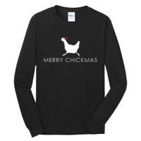 Christmas Chicken Merry Chickmas Hen Santa Hat Gift Tall Long Sleeve T-Shirt