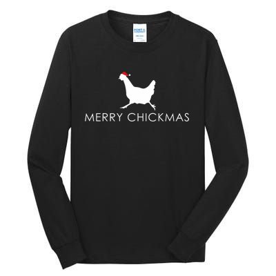 Christmas Chicken Merry Chickmas Hen Santa Hat Gift Tall Long Sleeve T-Shirt