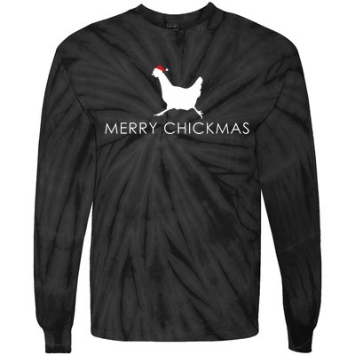 Christmas Chicken Merry Chickmas Hen Santa Hat Gift Tie-Dye Long Sleeve Shirt