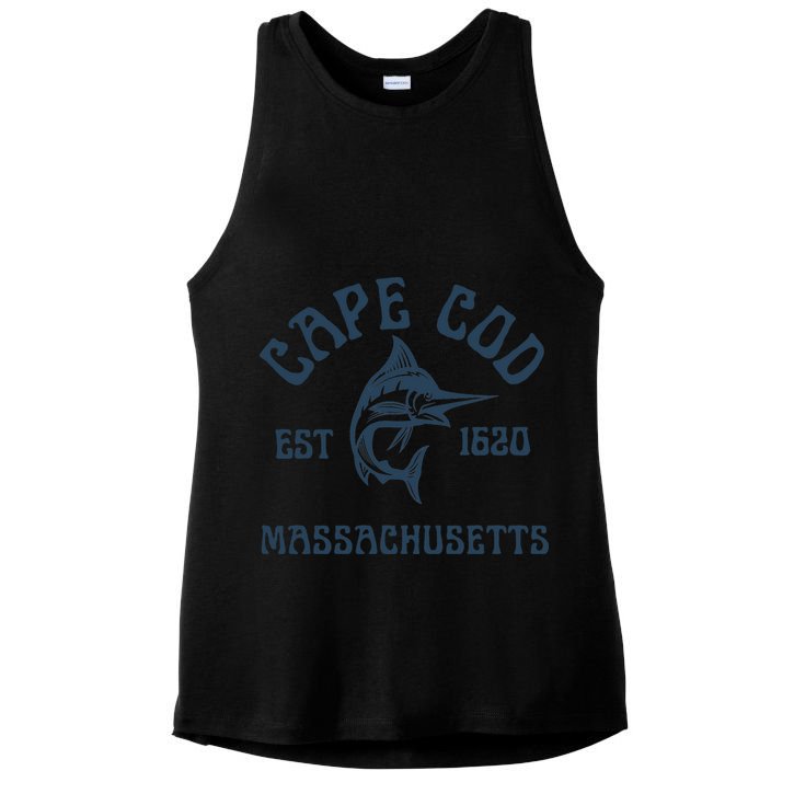Cape Cod Massachusetts Fishing Marlin Fish Beach Boating Meaningful Gift Ladies PosiCharge Tri-Blend Wicking Tank