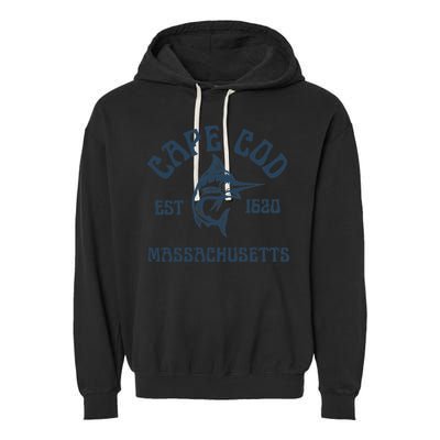 Cape Cod Massachusetts Fishing Marlin Fish Beach Boating Meaningful Gift Garment-Dyed Fleece Hoodie