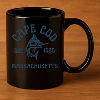Cape Cod Massachusetts Fishing Marlin Fish Beach Boating Meaningful Gift 11oz C Handle Ceramic Mug